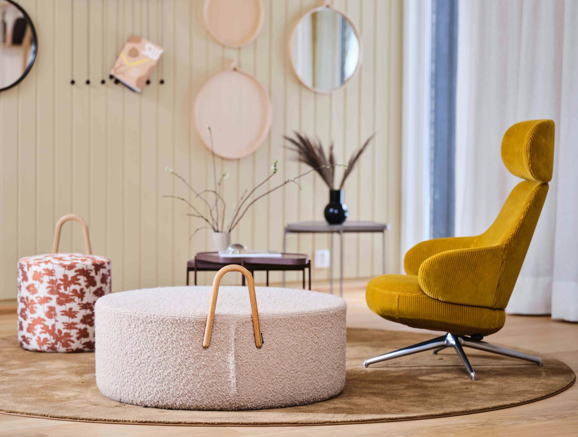 Pouf rovere piccolo laccato naturale Amstelle da Swedese 